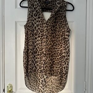 Topshop Sheer Leopard Print sleeveless blouse, Sz4